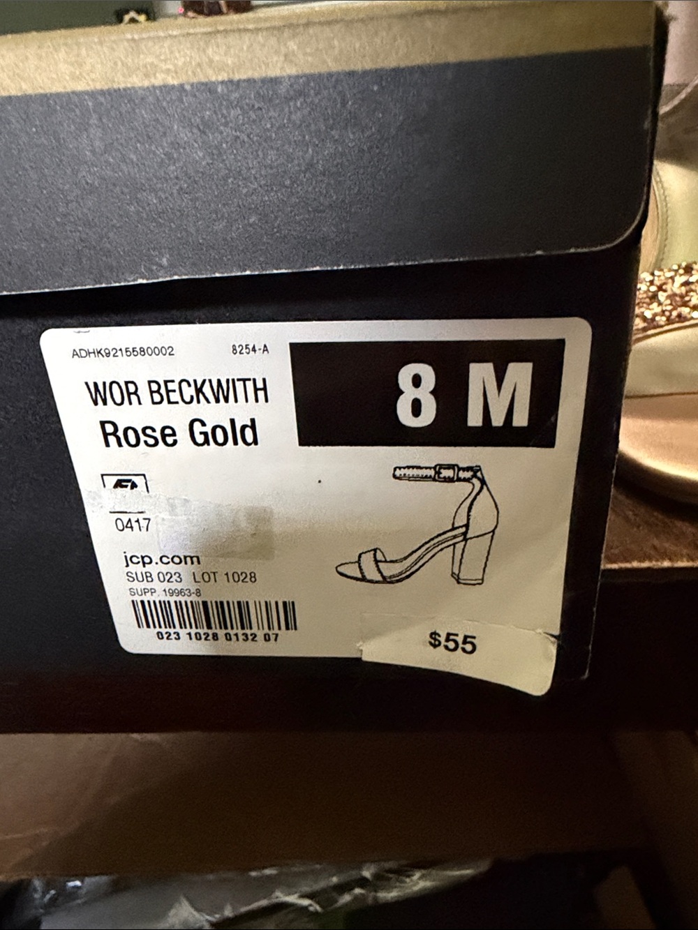 Rose Gold Glitter Block Heel Sandals - Picture 6 of 6